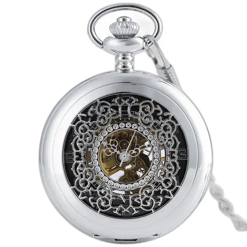 Luxe, prachtig chique zilveren zakhorloge