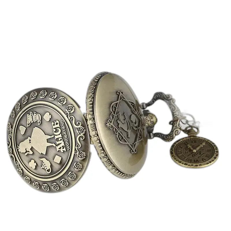 Vintage Alice kettinghorloge voor dames en heren met Alice in Wonderland geïnspireerd kettinghorloge