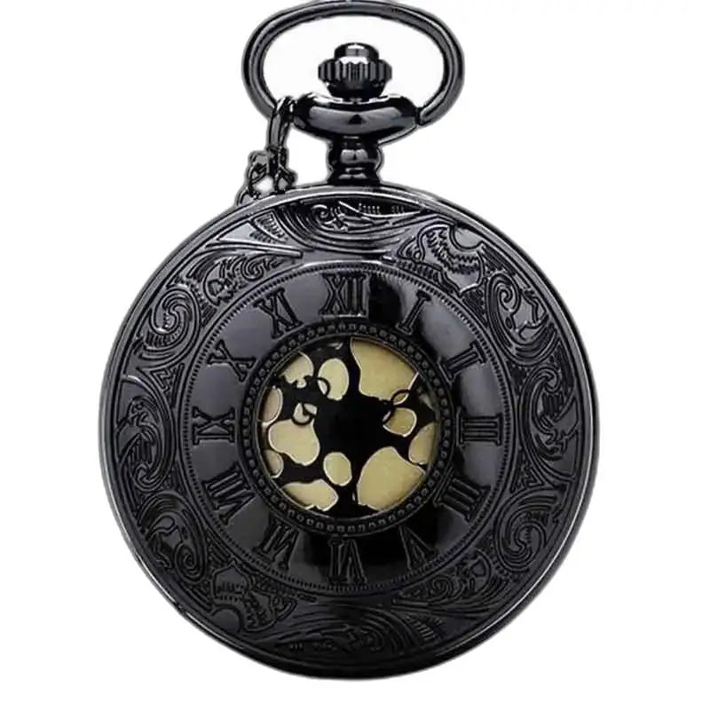 Steampunk Mercury Gusset zakhorloge met een sierlijk zwart ontwerp