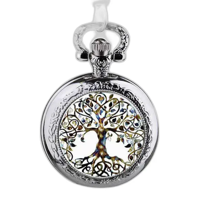 Liefdesboomketting met zilveren hangerhorloge