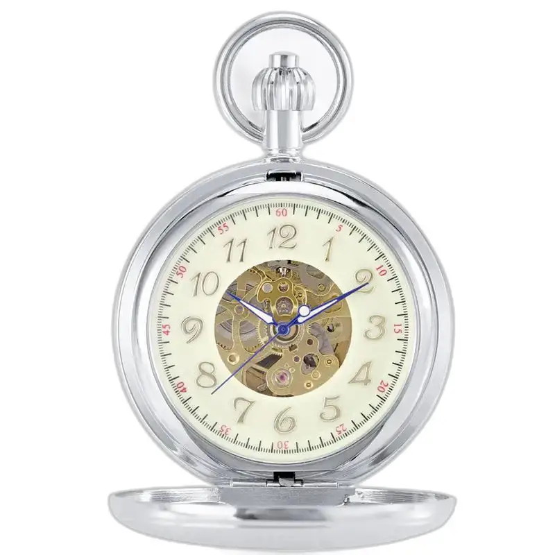 Oosters bloem automatisch zilveren zakhorloge