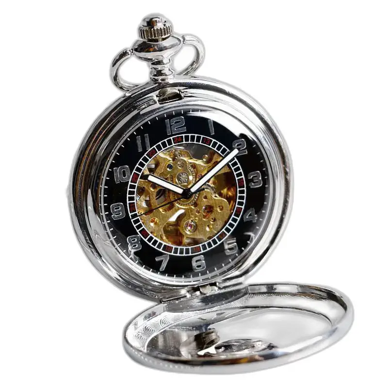Chique zilveren automatisch zakhorloge