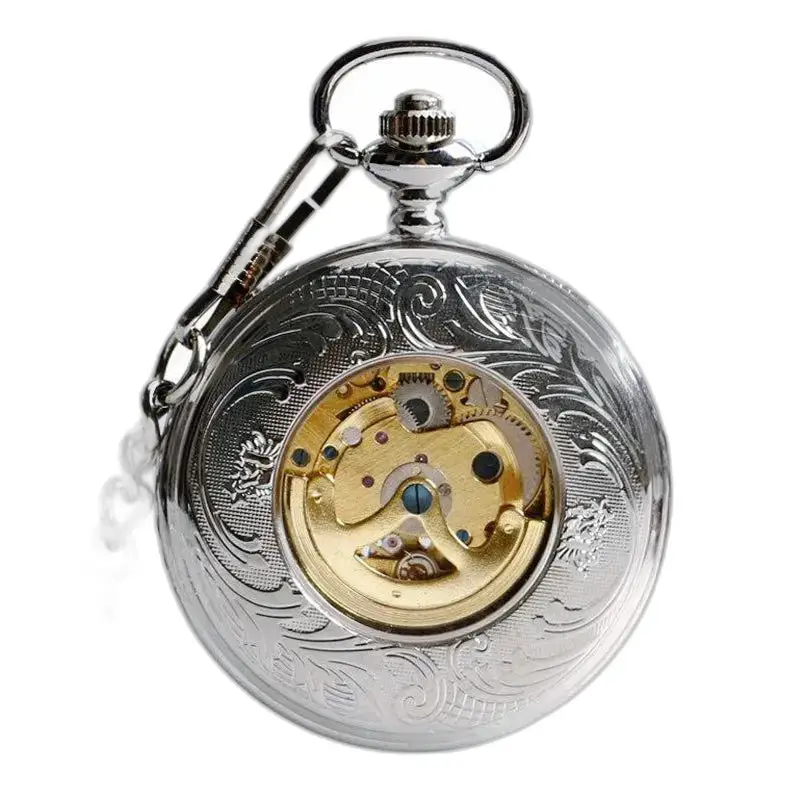 Chique zilveren automatisch zakhorloge