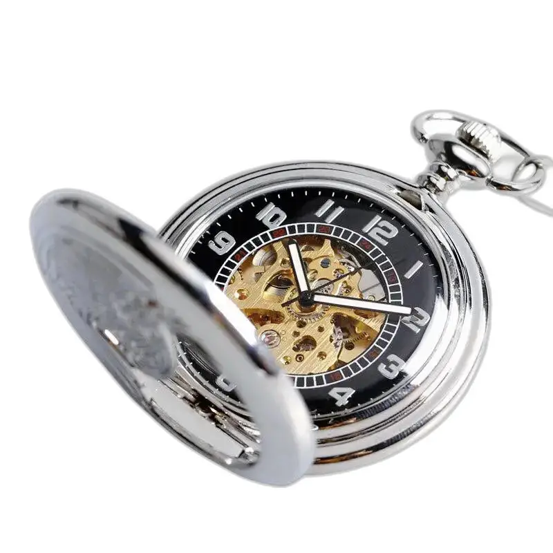 Chique zilveren automatisch zakhorloge