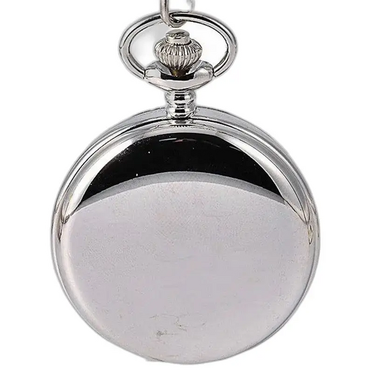 Chique zilveren mechanisch zakhorloge met dubbele klep