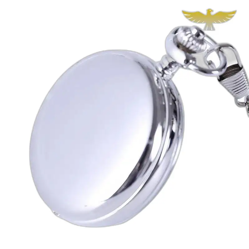 Chique zilveren mechanisch zakhorloge met dubbele klep