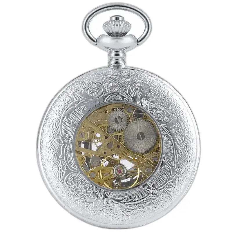 Luxe, prachtig chique zilveren zakhorloge