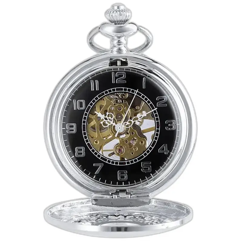 Luxe, prachtig chique zilveren zakhorloge