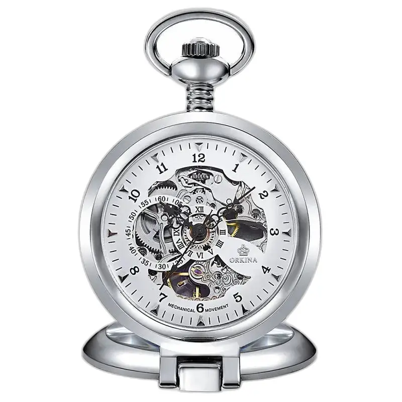 Vintage luxe mechanisch zilveren zakhorloge