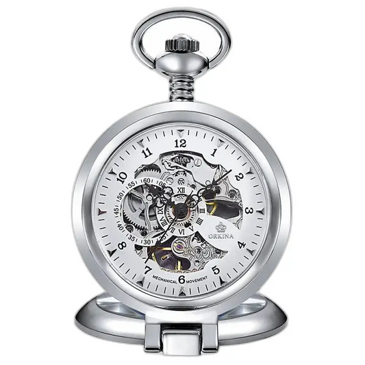 Vintage luxe mechanisch zilveren zakhorloge