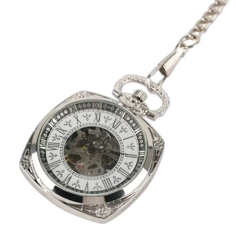 Zilverkleurig zakhorloge voor heren in moderne stijl