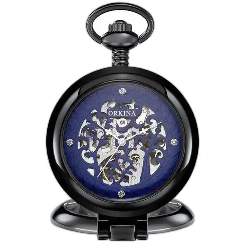 Chique mechanisch zakhorloge, goud, handmatig opwindbaar - zilver