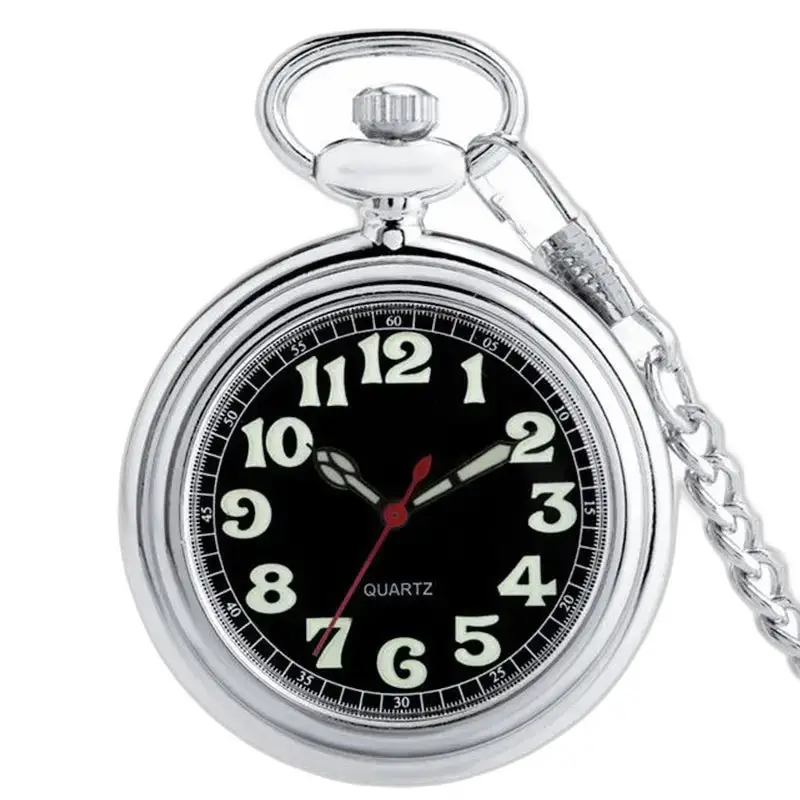 Klassiek zakhorloge met open wijzerplaat voor heren dames - zwart