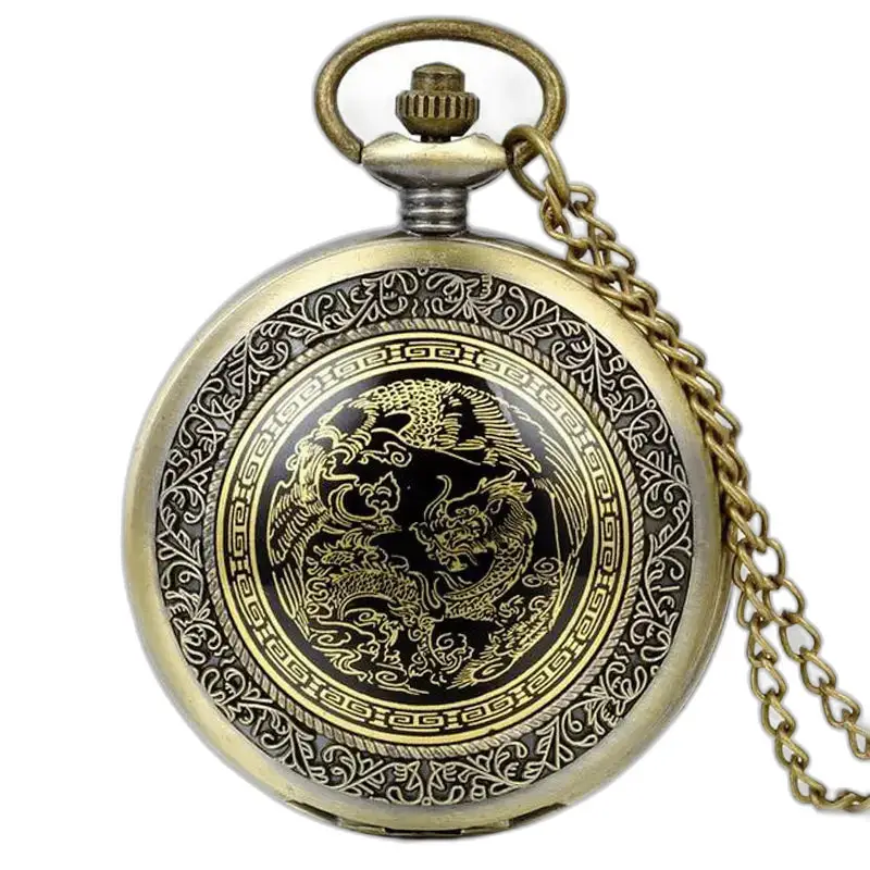 Mijn Chinese wereld vintage bronzen kettingzakhorloge