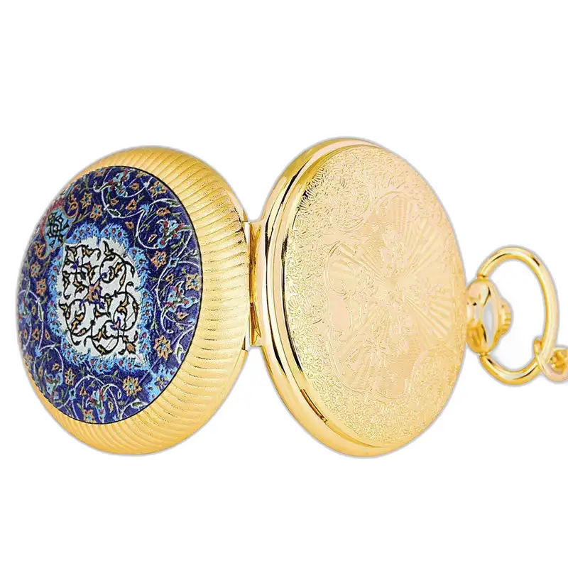 Luxe smaragd gouden kettingzakhorloge