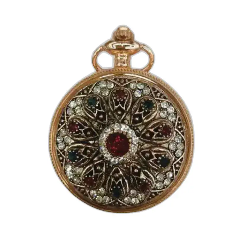 Zakhorloge Klassieke gouden en stenen hangerketting - 1