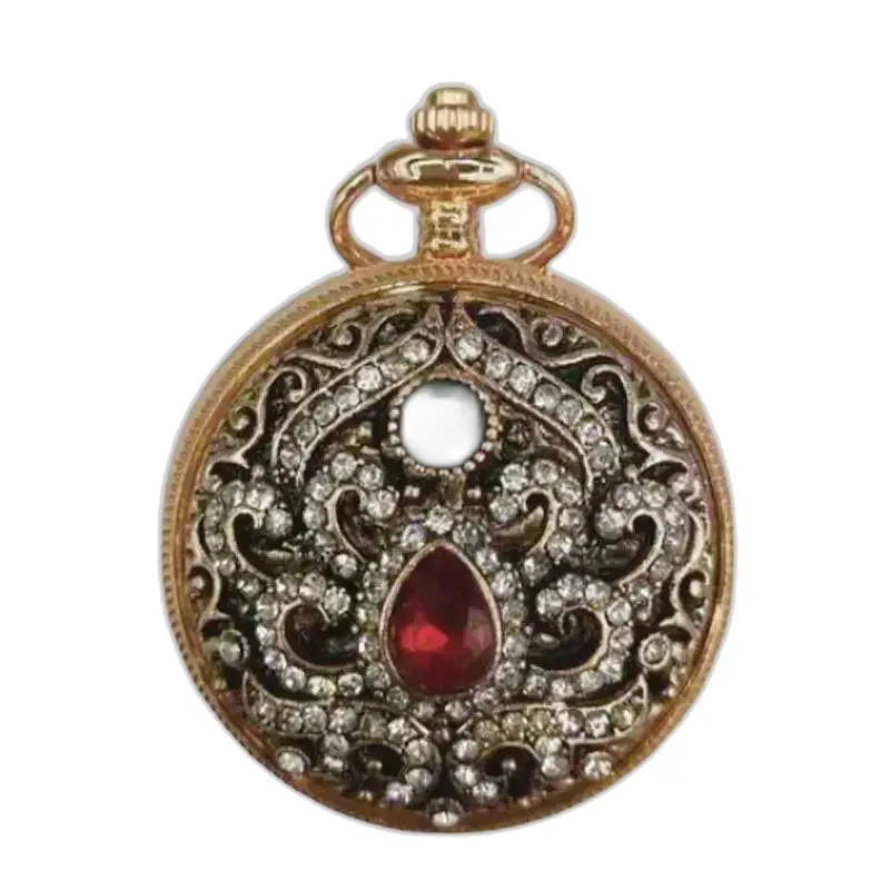 Zakhorloge Klassieke gouden en stenen hangerketting - 2