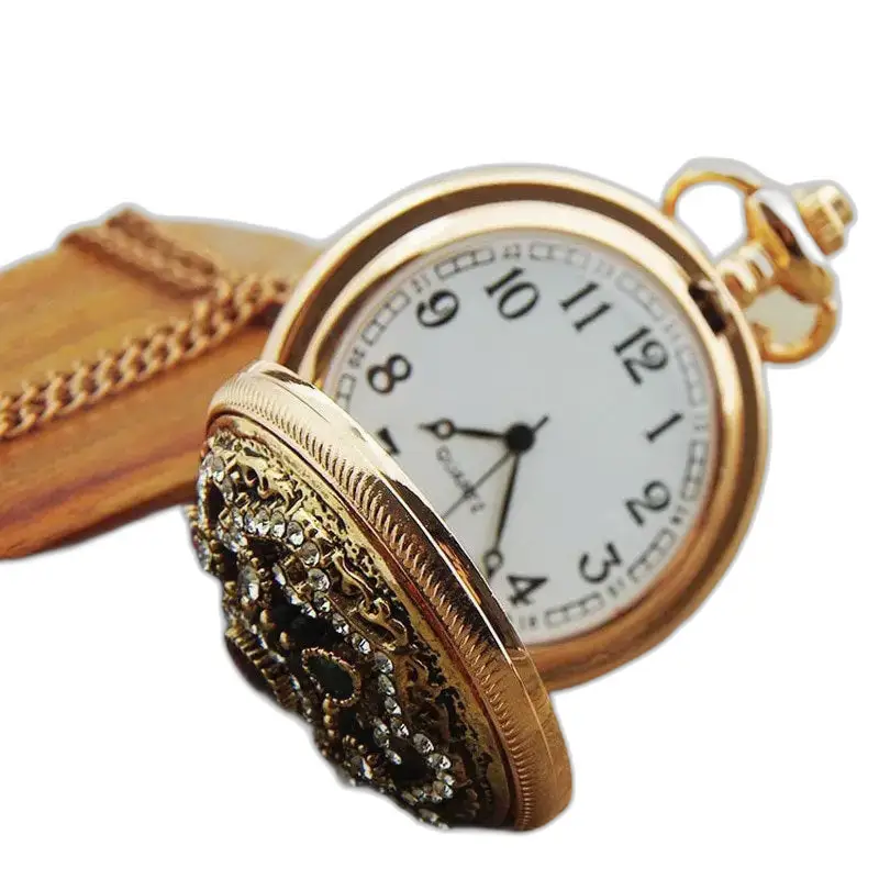Zakhorloge Klassieke gouden en stenen hanger ketting