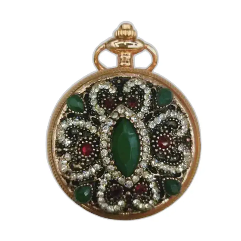 Zakhorloge Klassieke gouden en stenen hanger ketting
