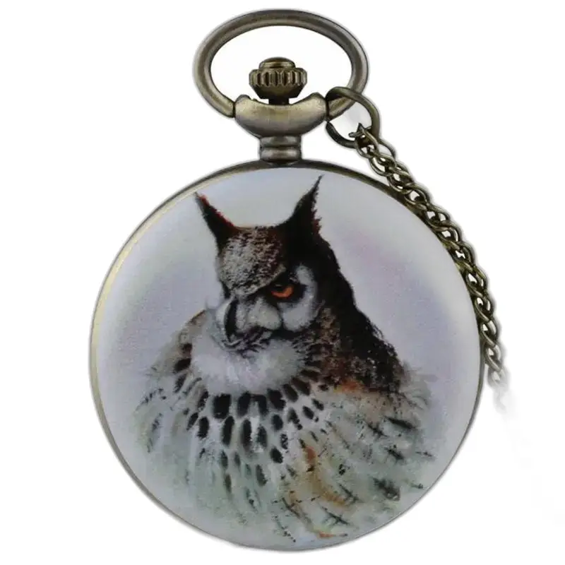 Fancy bronzen Snowl kettingzakhorloge