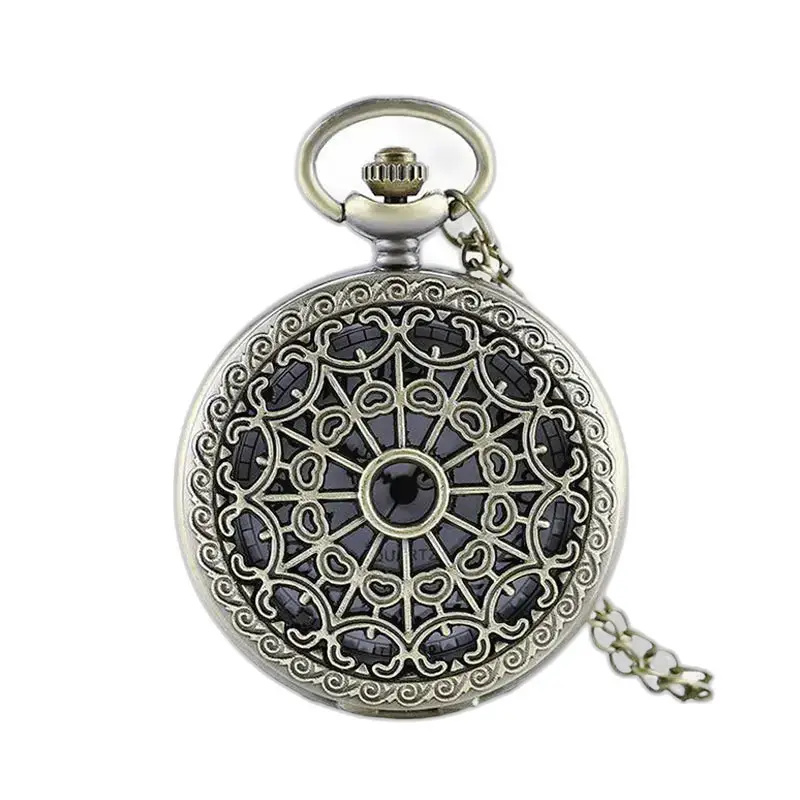 Zakhorloge ketting spin bloem zwart brons