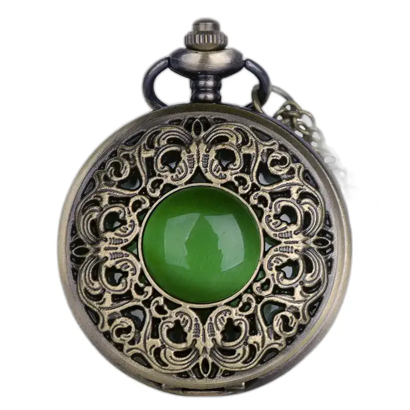 Vintage smaragdgroene ketting zakhorloge