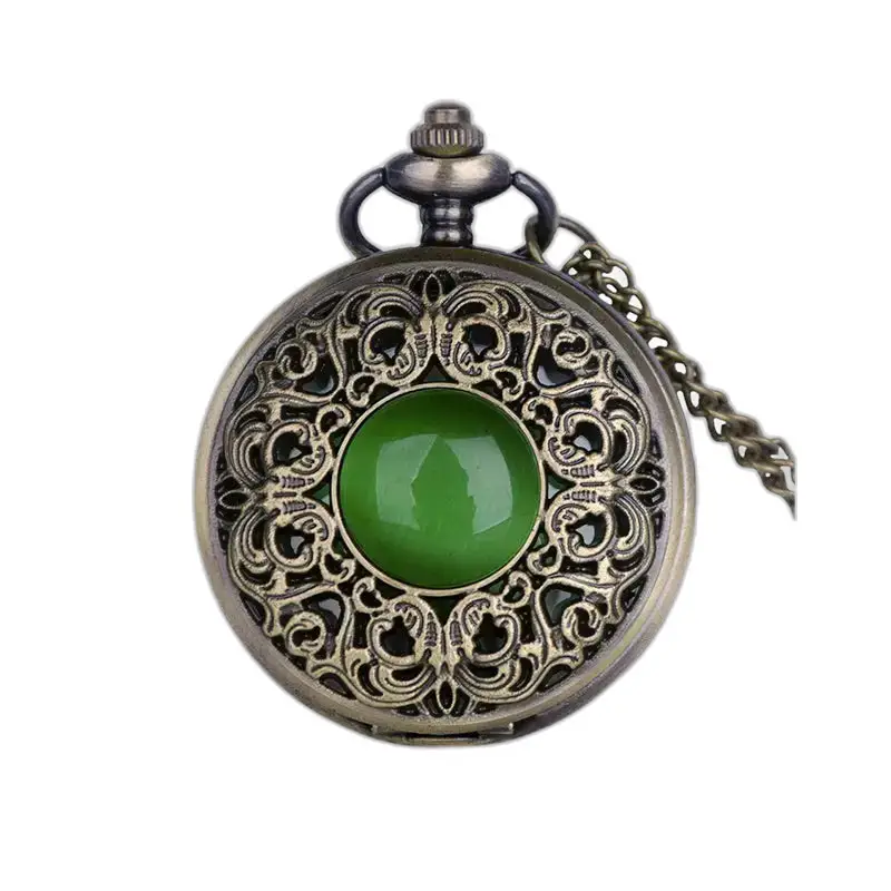 Vintage smaragdgroene ketting zakhorloge