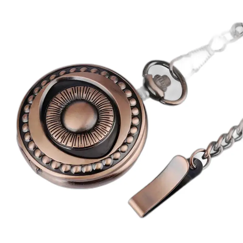 Montre à Gousset Cuivre Magnifique Vintage Chic avec chaîne ornée en bronze