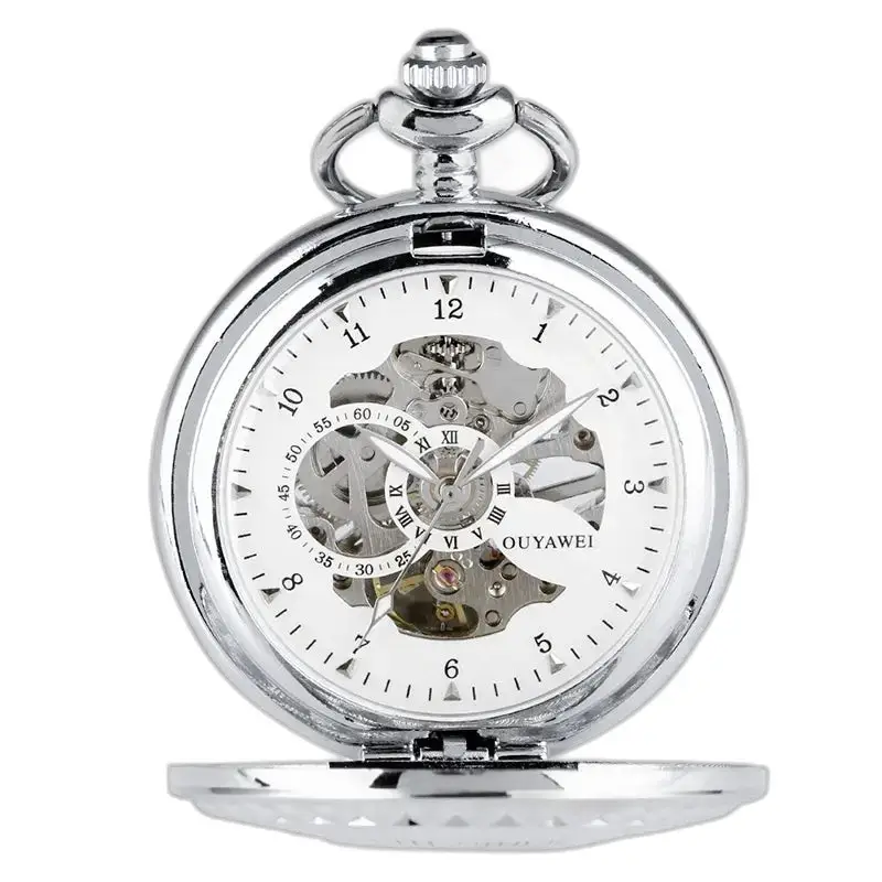 Prachtig koperen zakhorloge met zilveren kast, vintage chique stijl