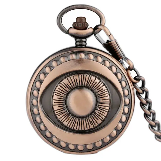 Prachtig vintage chique koperen zakhorloge met elegante bronzen ketting