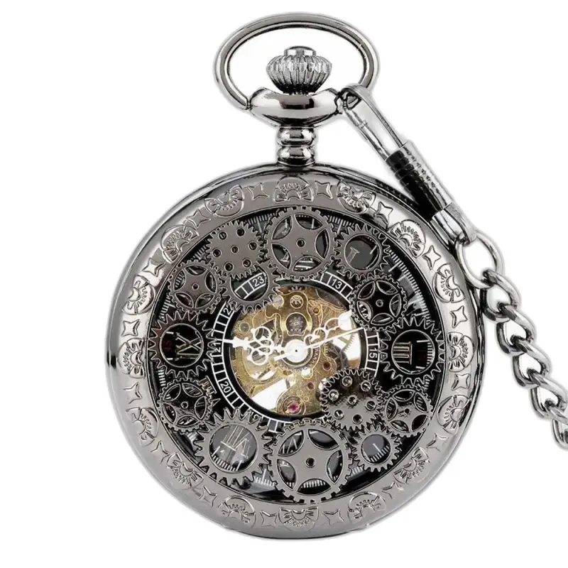 Dark Machine Illusion zakhorloge met zilveren ketting en kast
