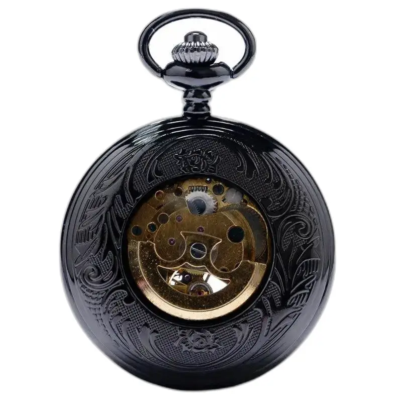 Chique Demi Chasseur Mechanisch zakhorloge met een zwart sierlijk mechanisch uurwerk
