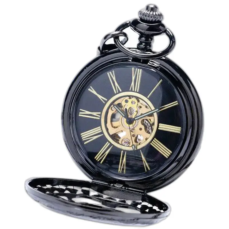 Chique Demi Chasseur Mechanisch zakhorloge met zwart mechanisch uurwerk