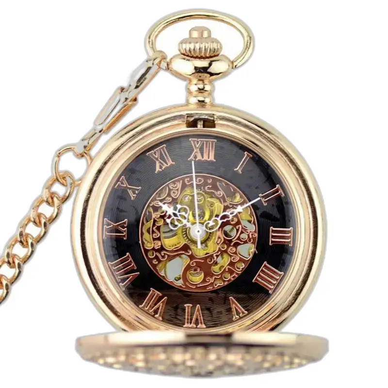 Demi Chasseur roségouden zakhorloge met Romeinse cijfers en mechanisch uurwerk