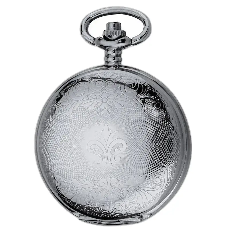 Zilveren zakhorloge met bloemengravure, model Demi Chasseur Vigoroso