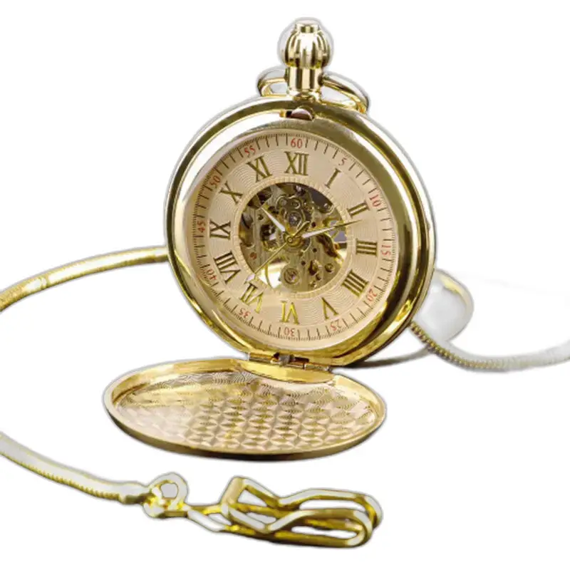 Double Chasseur Luxe heren dameszakhorloge met ketting en gouden afwerking