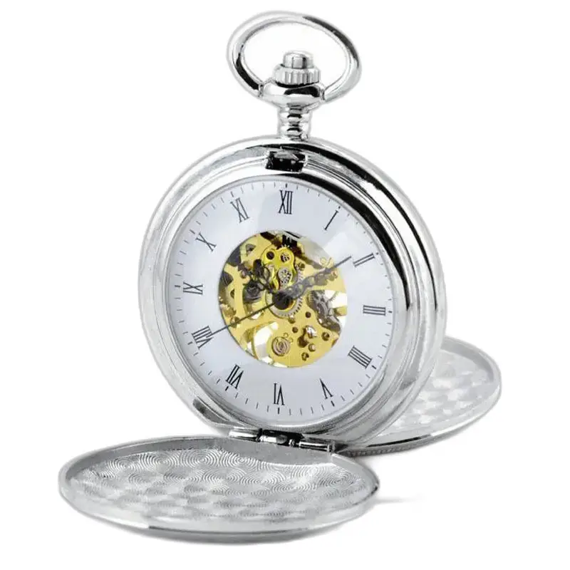 Chique Double Clapper Mechanisch zakhorloge in zilver, elegant en nauwkeurig