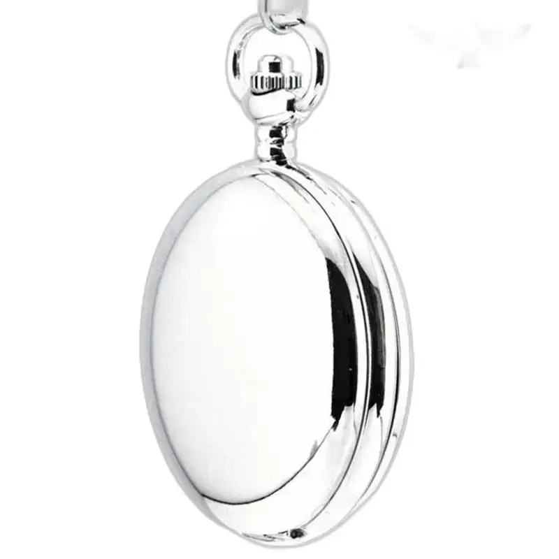 Chique mechanisch zakhorloge met dubbele klep en een elegante zilveren kast