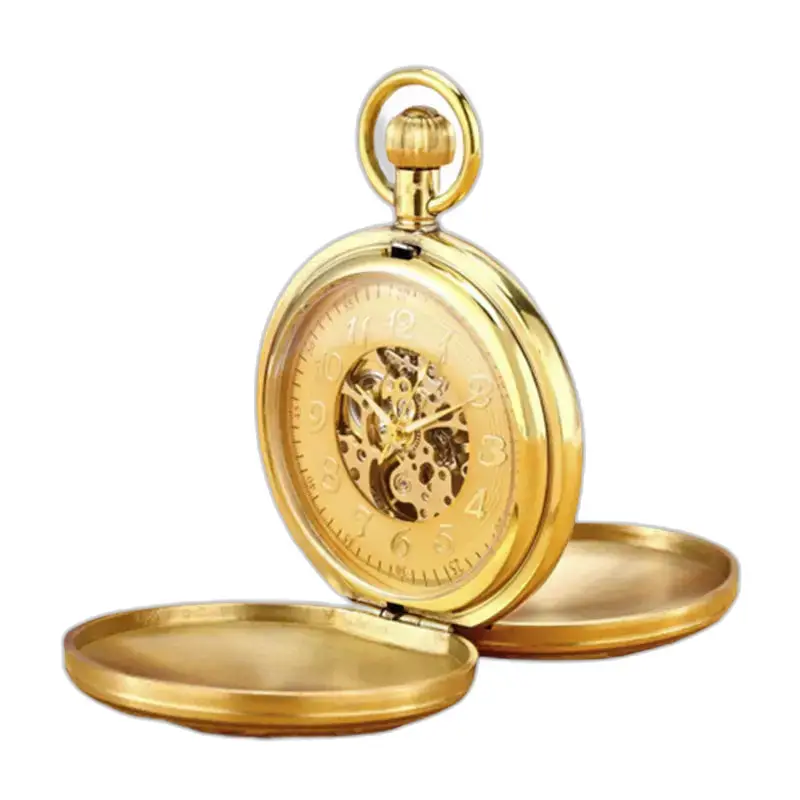 Gouden luxe dameszakhorloge met dubbele flappen en een elegant gouden ontwerp