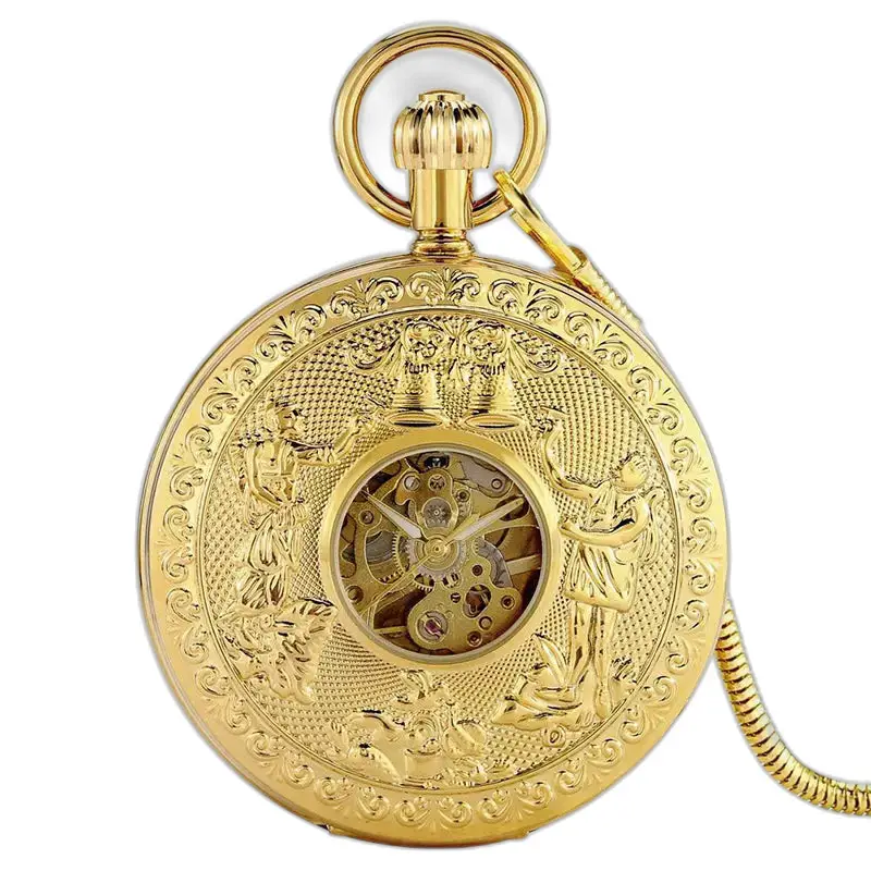 Luxe dubbel Demi Hunter automatisch zakhorloge versierd met goud
