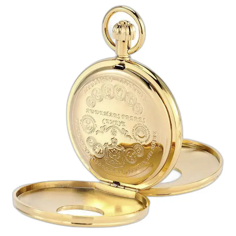Dubbel Demi Hunter automatisch luxe zakhorloge met open gouden kast