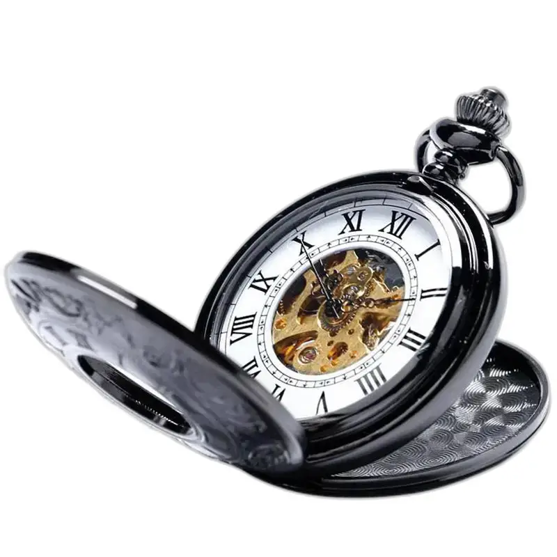 Zwart dubbel Demi Hunter zakhorloge met een elegante zwarte wijzerplaat