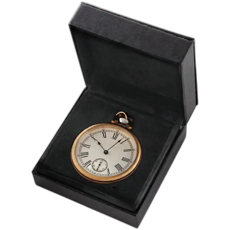 Elegant gouden spiegelzakhorloge in elegante zwarte doos
