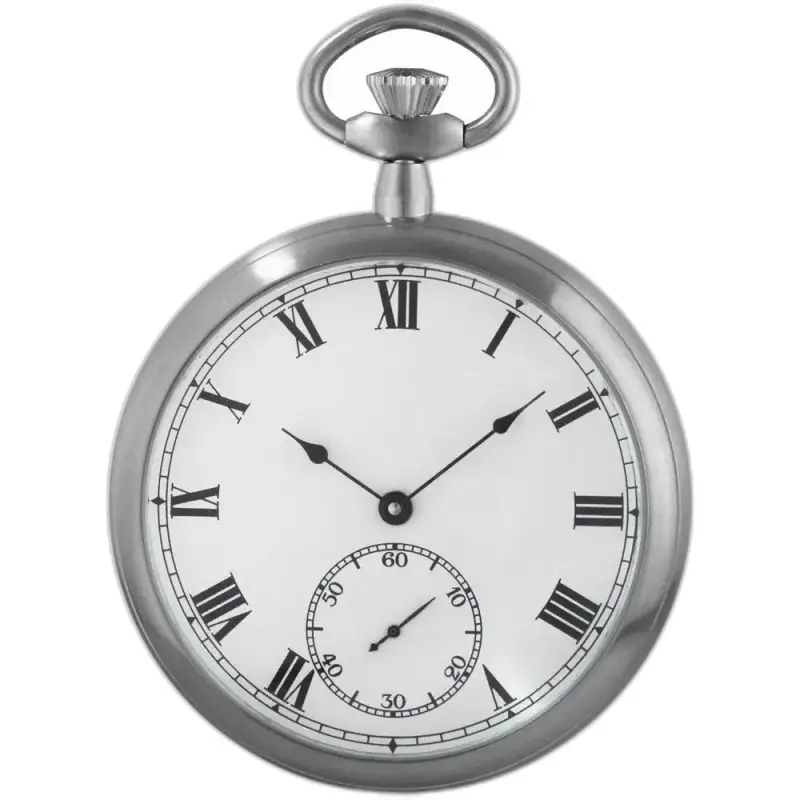 Elegant spiegelzakhorloge in zilver met Romeinse cijfers