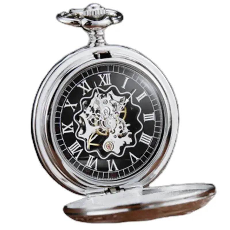 Zilveren Mockingjay-zakhorloge met zichtbare tandwielen geïnspireerd op The Hunger Games