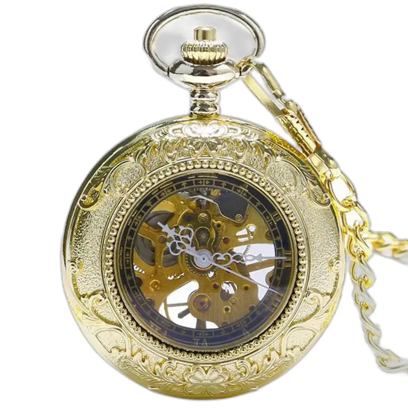 Golden Charm Luxe zakhorloge met zichtbare gouden tandwielen