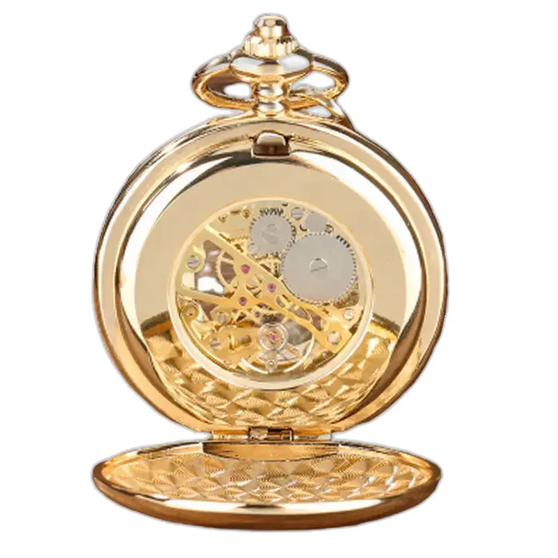 Golden Memory Luxe zakhorloge met een elegante gouden wijzerplaat en mechanisch ontwerp