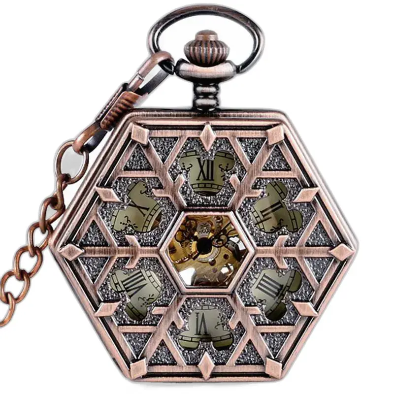 Luxe bronzen hexagon zakhorloge, elegant en verfijnd voor dames en heren