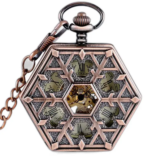 Luxe bronzen hexagon zakhorloge, elegant en verfijnd voor dames en heren