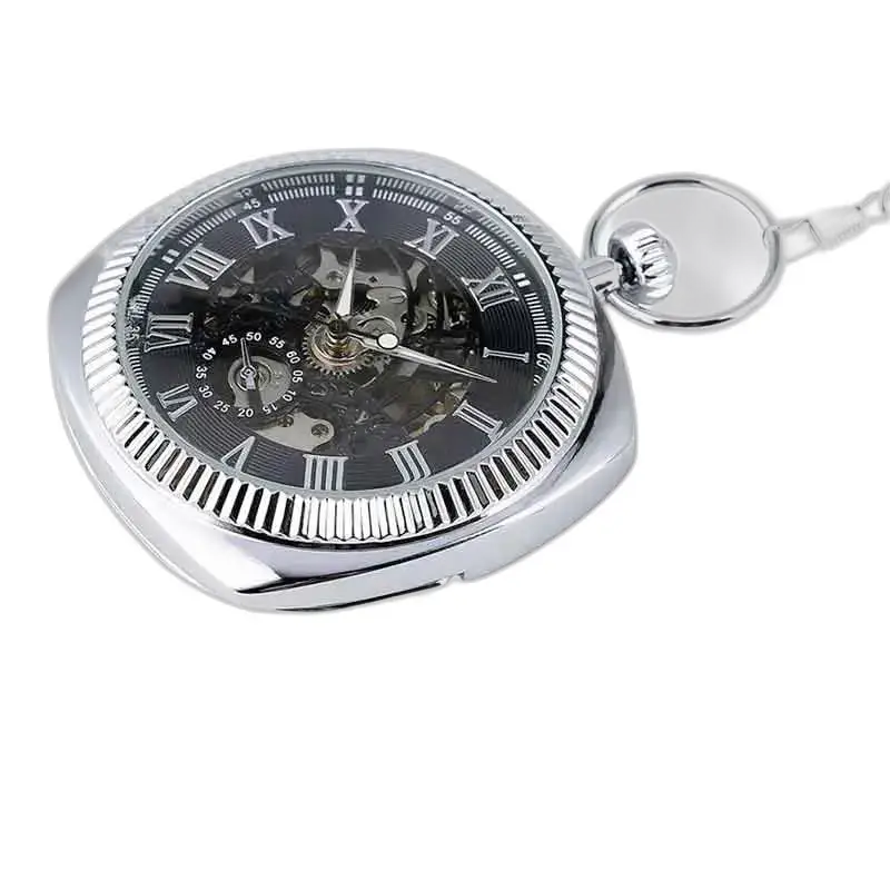 Chique zilveren herenzakhorloge met mechanisch opwindmechanisme en elegant design